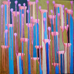 Dans la foule une nuit de fête, 2026 - Technique mixte sur toile 50 x 50