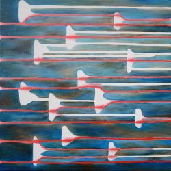 En eau trouble, 2026 - Technique mixte sur toile 50 x 50 cm